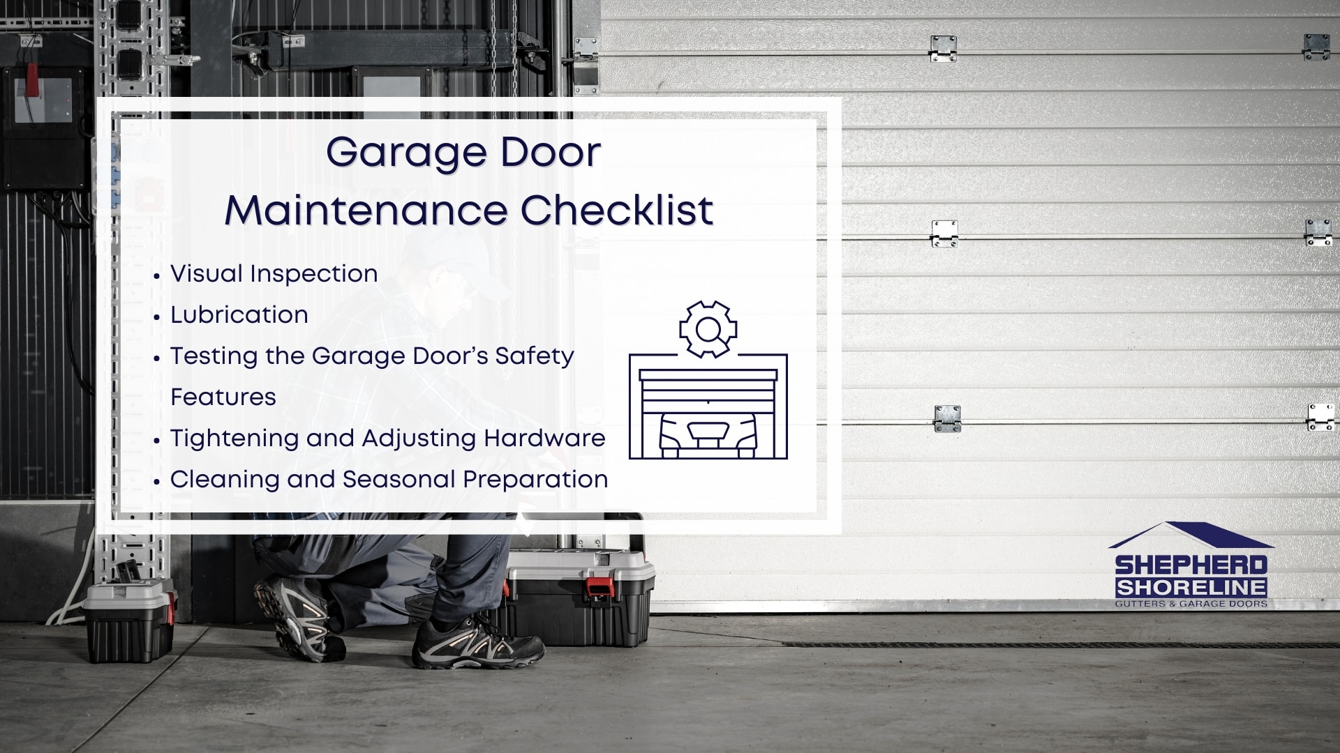 Infographic image of garage door maintenance checklist