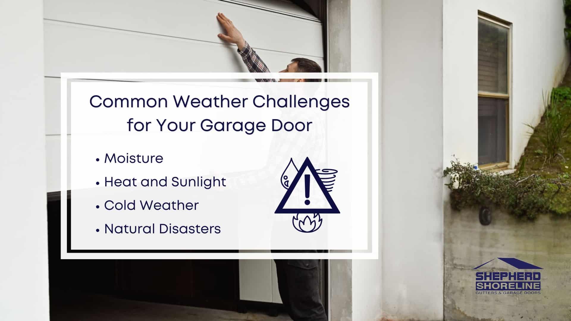 Infographic image of common weather challenges for your garage door