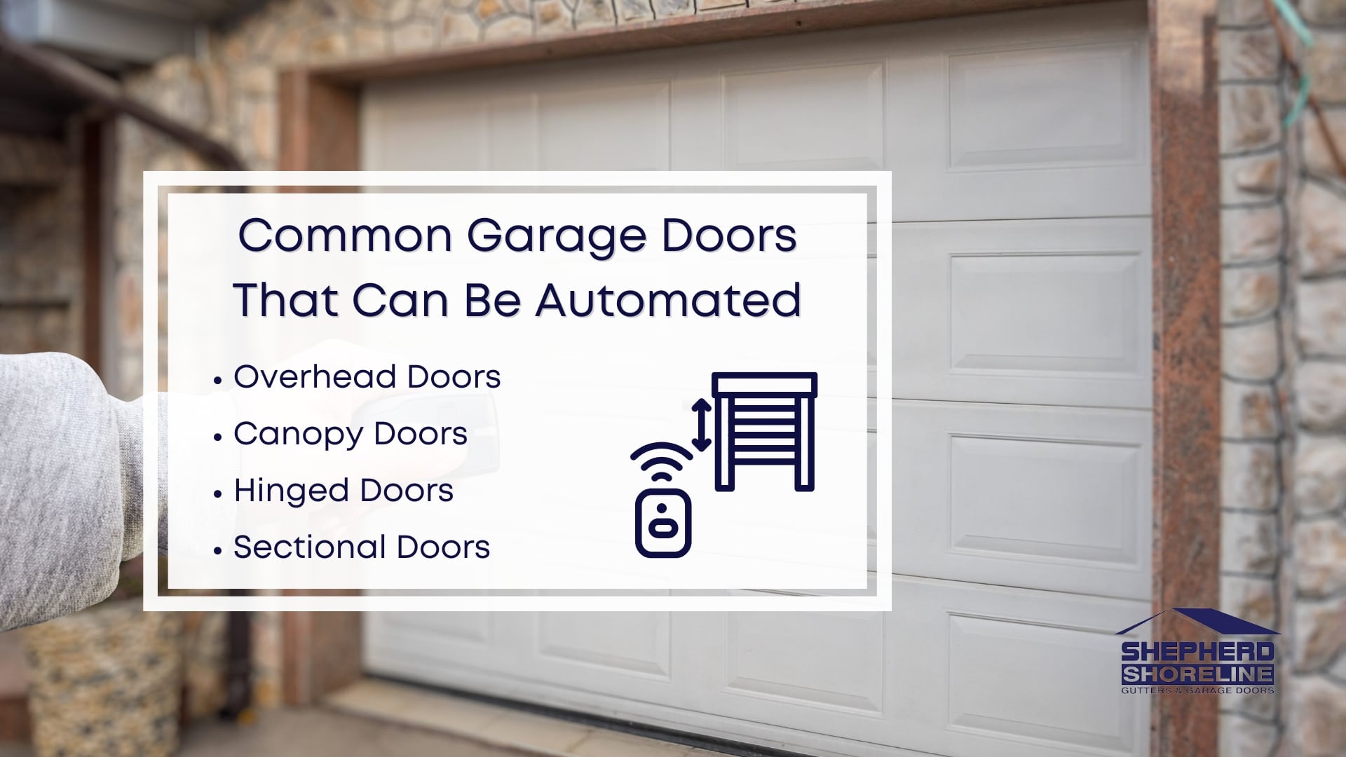 Infographic image of common garage doors that can be automated