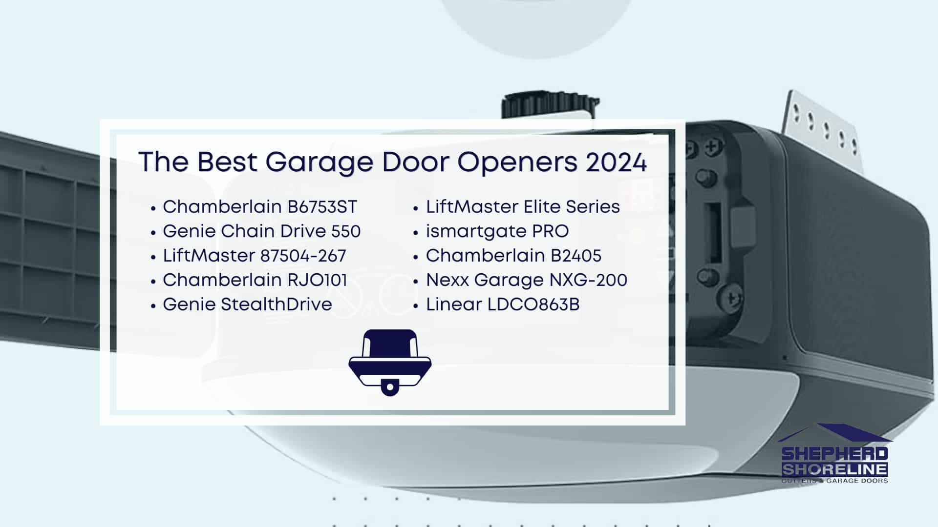 Infographic image of the best garage door openers 2024