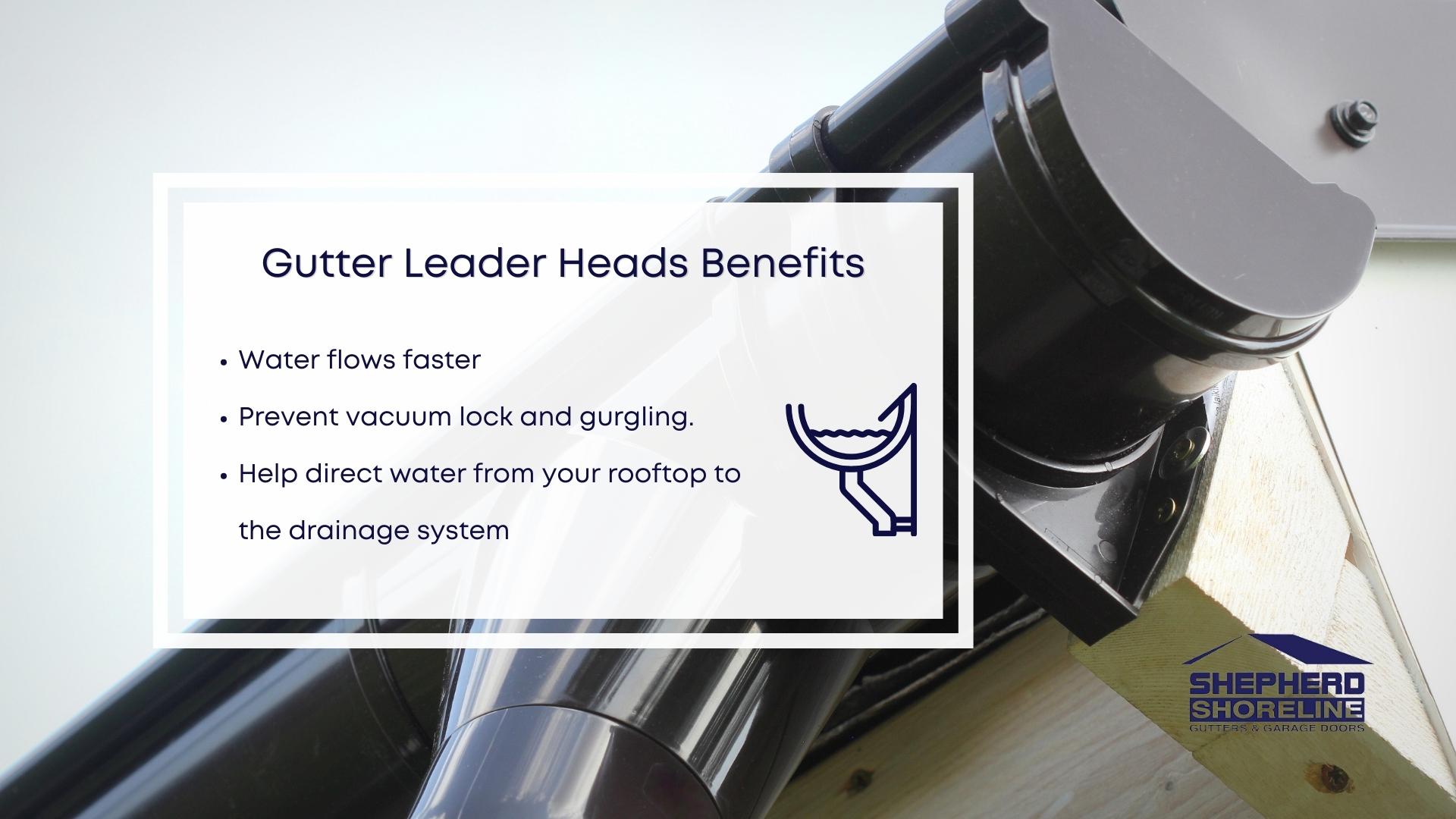 Infographic of the benefits of gutter leader heads