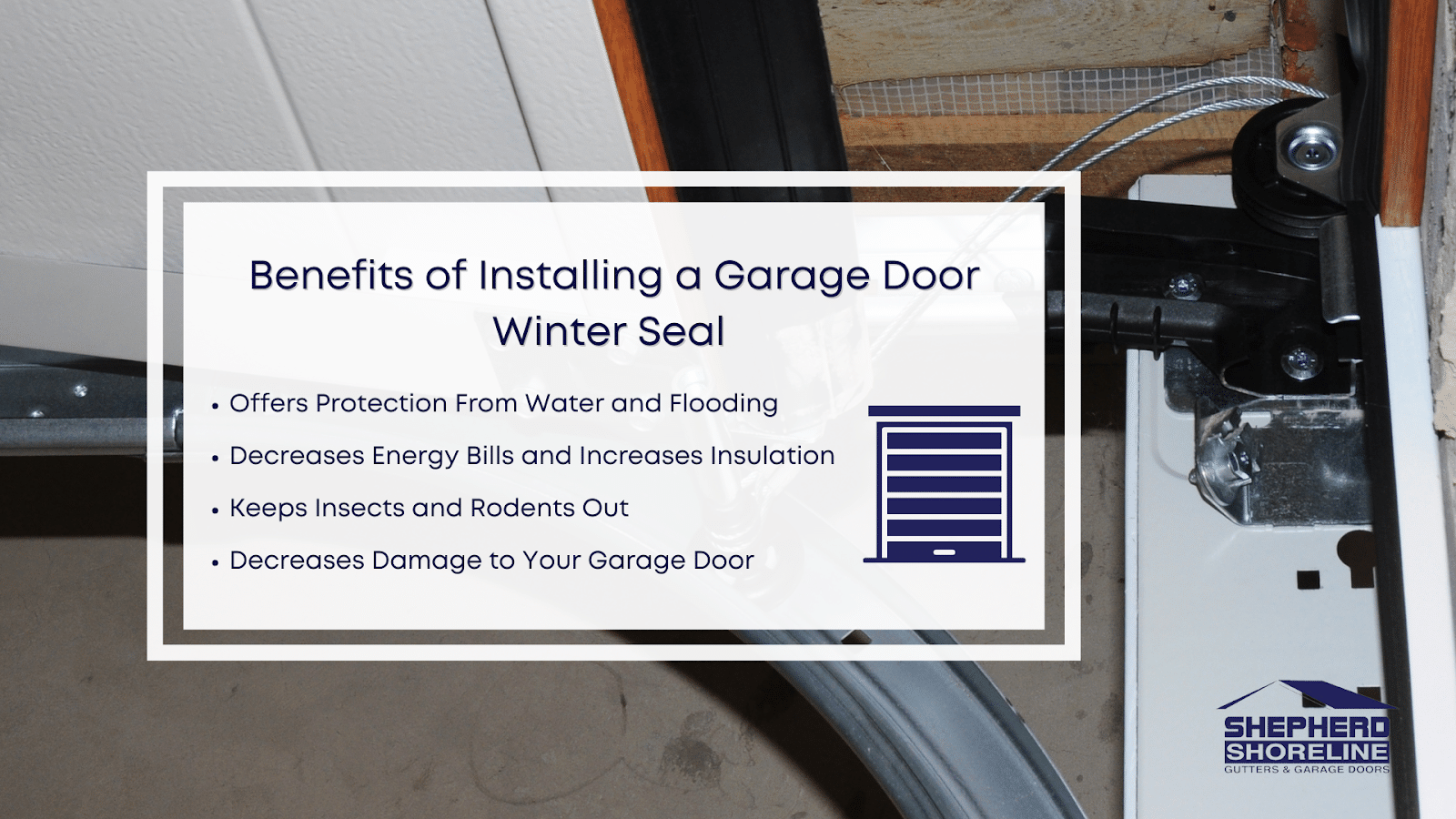 Infographic of the benefits of installing a garage door winter seal