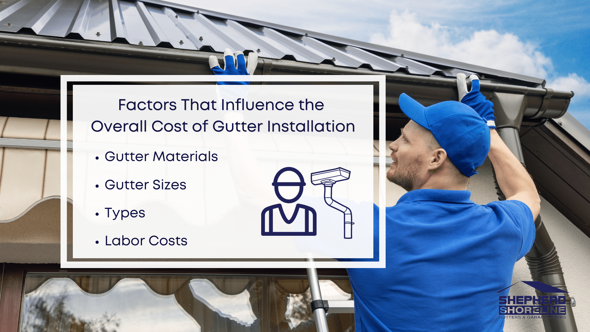 Infographic image of factors that influence the overall cost of gutter installation