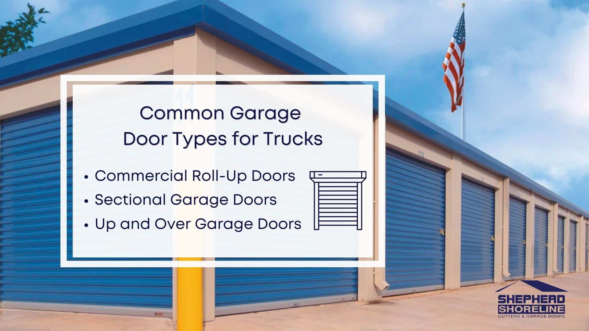 Infographic image of common garage door types for trucks