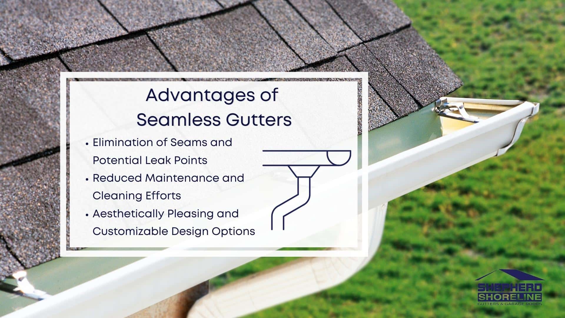 Infographic image of advantages of seamless gutters