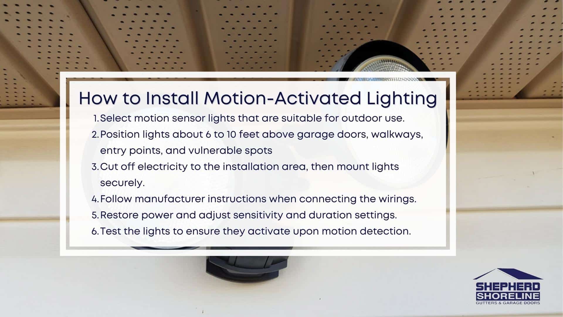 Infographic image of how to install motion-activated lighting