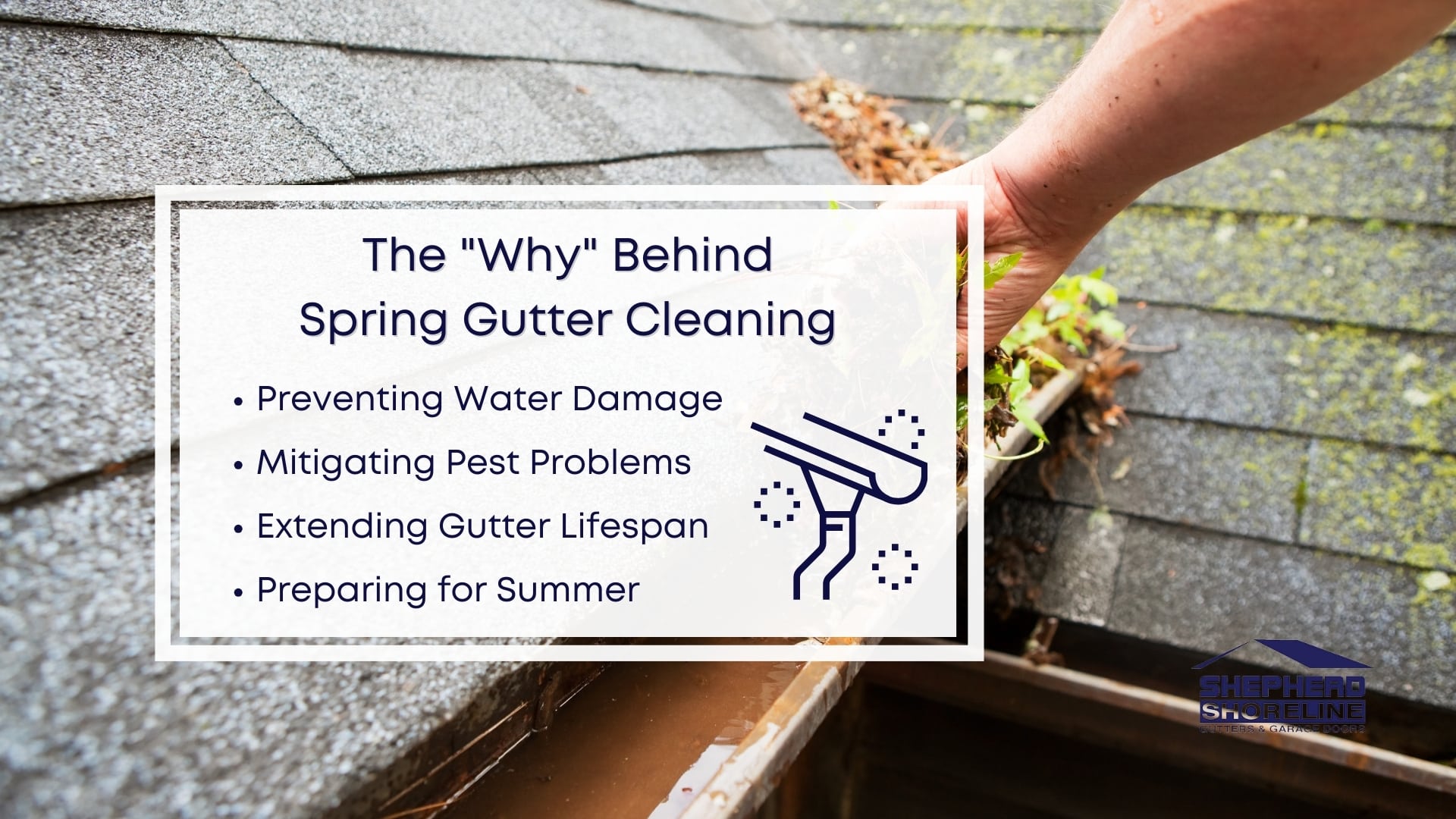 Infographic image of the "Why" behind spring gutter cleaning