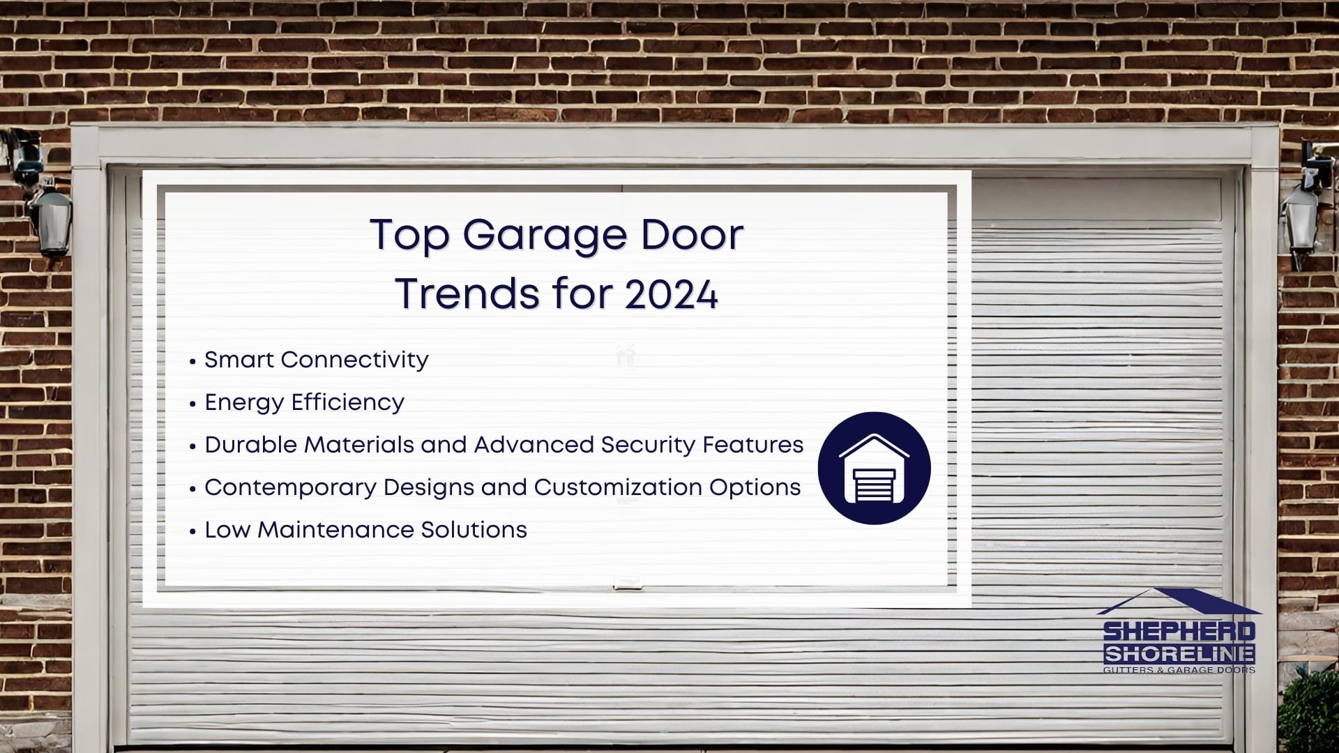 Infographic image of top garage door trends for 2024