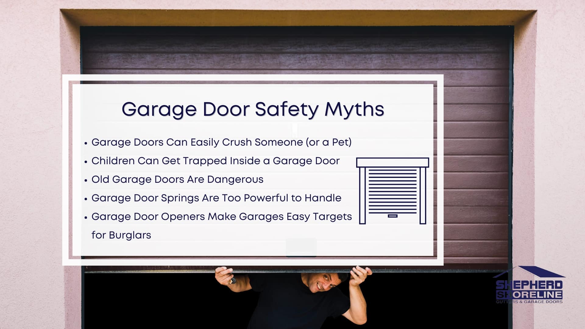 Infographic image of garage door safety myths