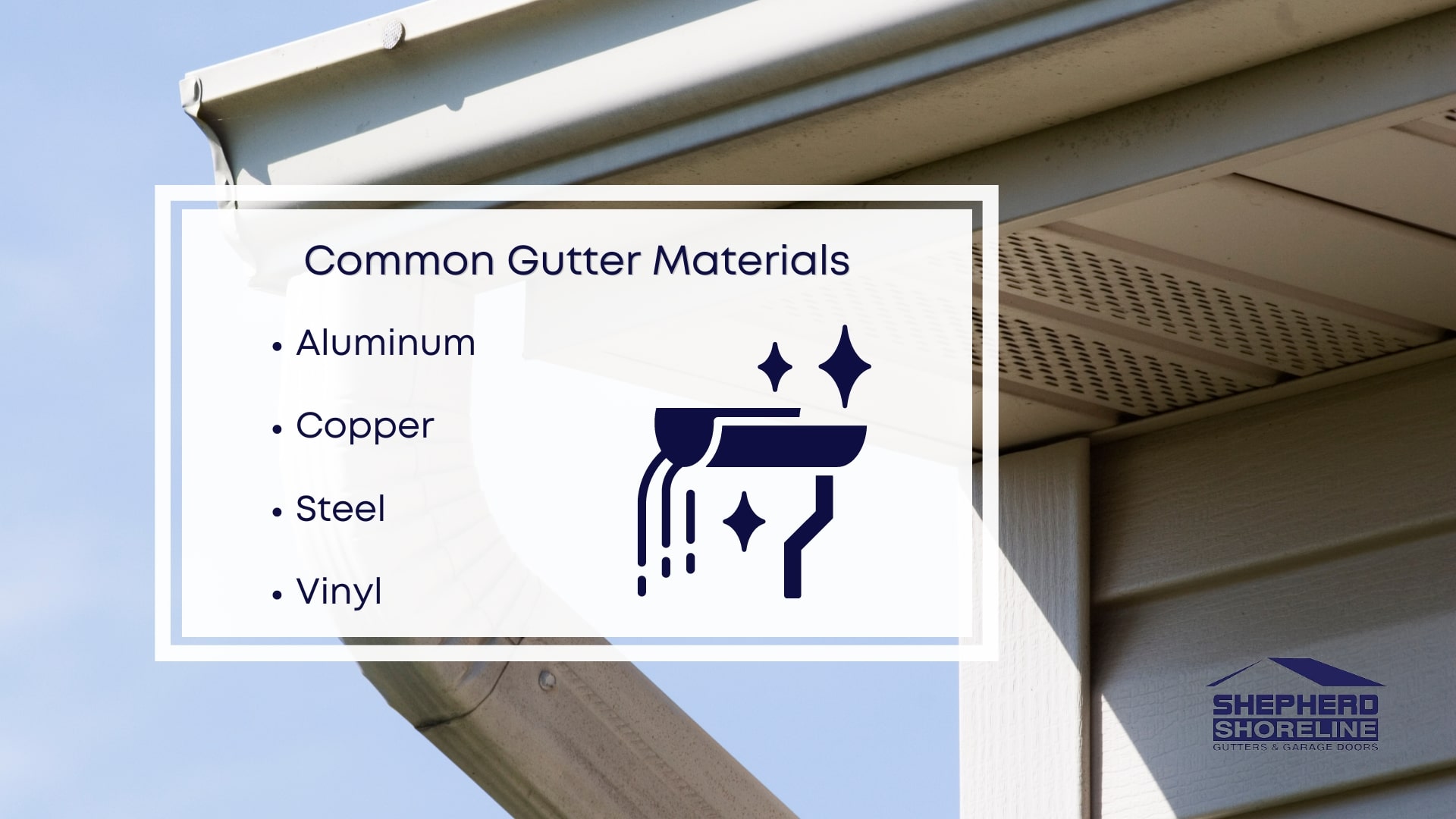 Infographic image of common gutter materials