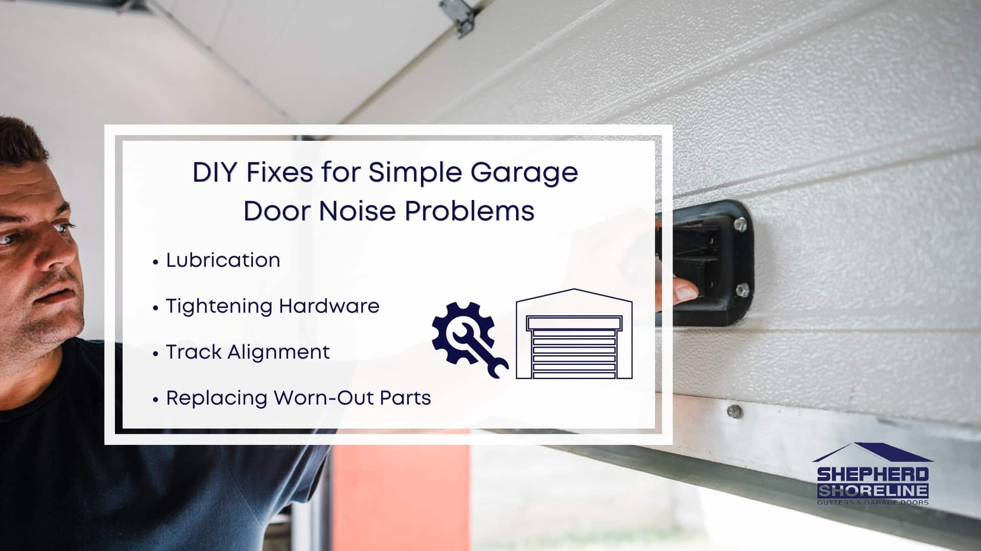 Infographic image of DIY fixes for simple garage door noise problems