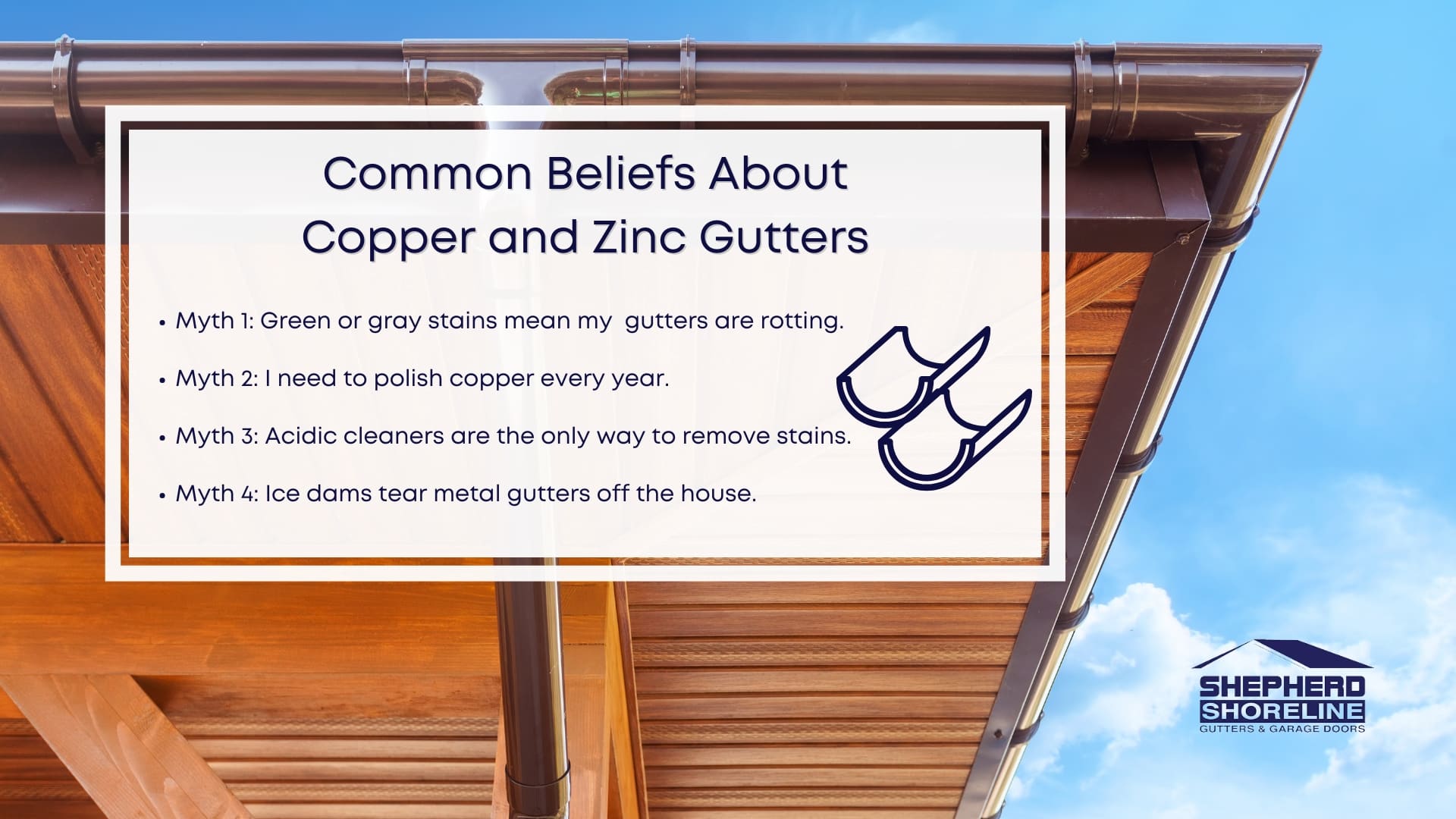 Infographic image of common beliefs about copper and zinc gutters