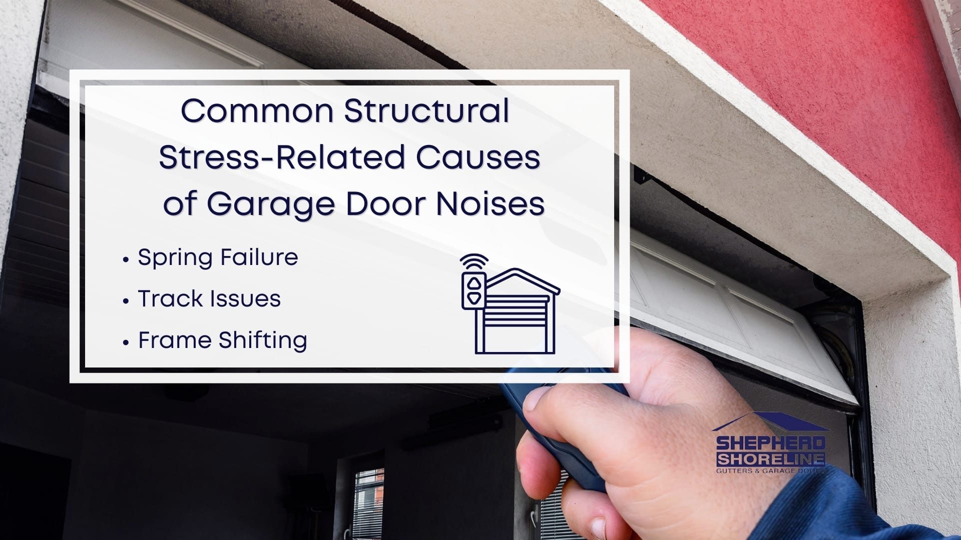 Infographic image of common structural stress-related causes of garage door noises