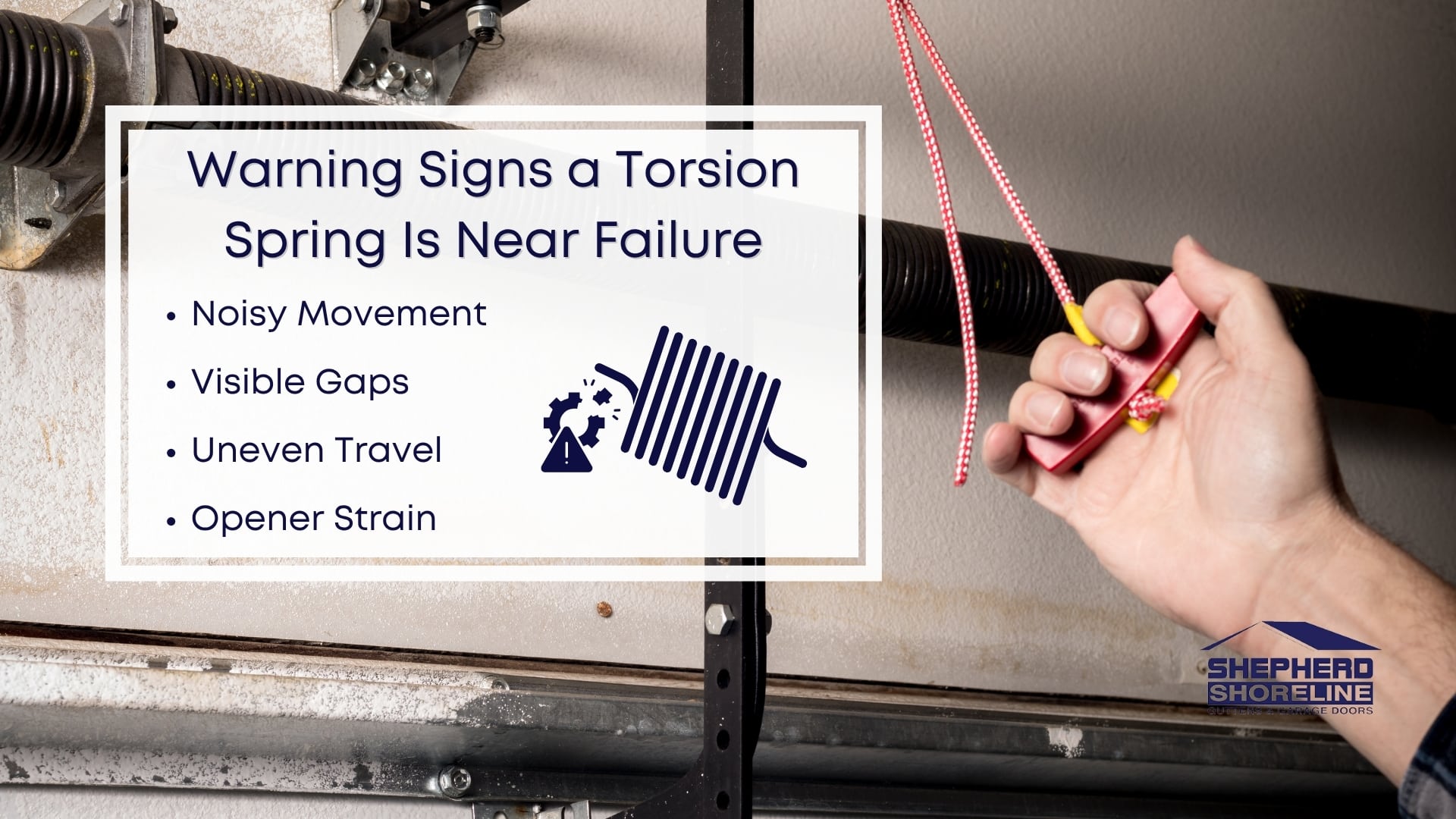 Infographic image of warning signs a torsion spring is near failure