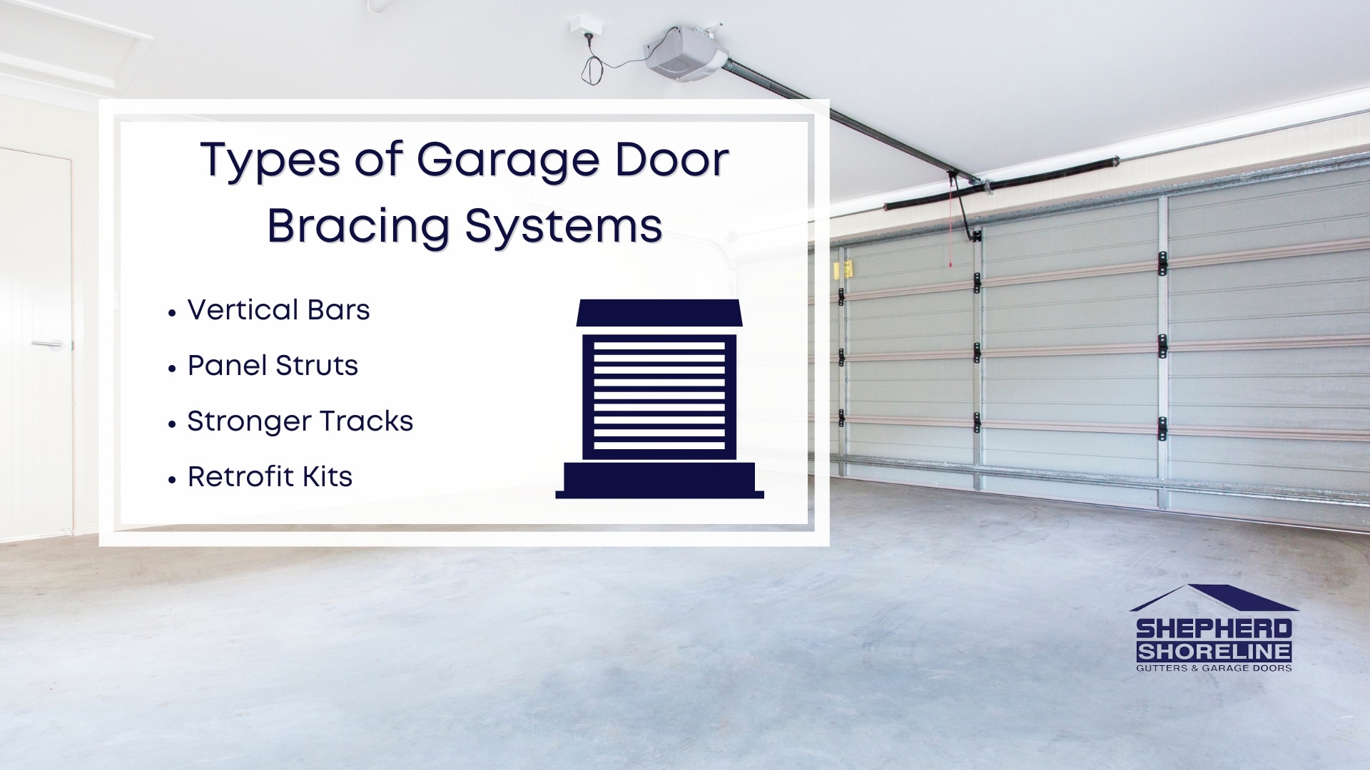 Infographic image of types of garage door bracing systems